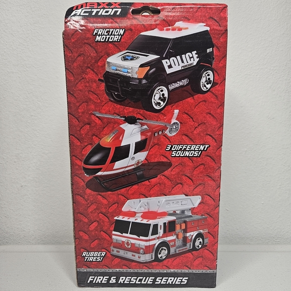 thumbnail image 2 of Small Emergency 6-in-1 Fire Engine Truck Rescue Vehicle Toy Play Set For Kids, Toddlers Mini Action Fire Truck Toy 2 of 11